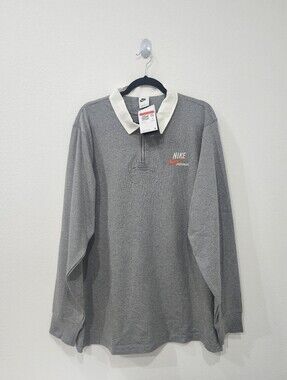 Nike Sportswear NSW Rugby Polo Gray Quarter Zip DX6753-091 Size L Loose Fit NWT